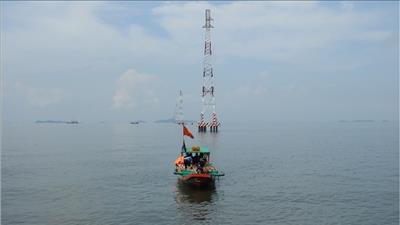 Gắn biển hoàn thành công trình cấp điện lưới quốc gia ra xã đảo Tiên Hải 