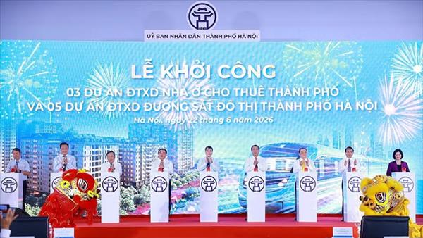 Thủ tướng Lê Minh Hưng dự lễ khởi công các dự án nhà ở cho thuê và đường sắt đô thị thành phố Hà Nội