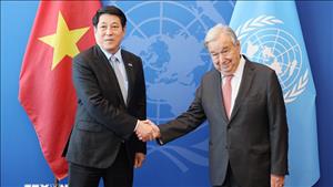 Chủ tịch nước Lương Cường gặp Tổng Thư ký Liên Hợp Quốc António Guterres