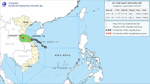 Áp thấp nhiệt đới gây mưa lớn ở khu vực Bắc Bộ và Trung Bộ