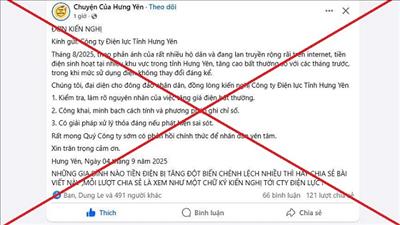 EVNNPC cảnh báo hiện tượng lan truyền thông tin sai sự thật về hóa đơn tiền điện trên mạng xã hội