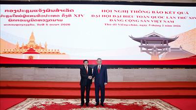 Tổng Bí thư Tô Lâm thông báo kết quả Đại hội lần thứ XIV của Đảng Cộng sản Việt Nam tại Lào