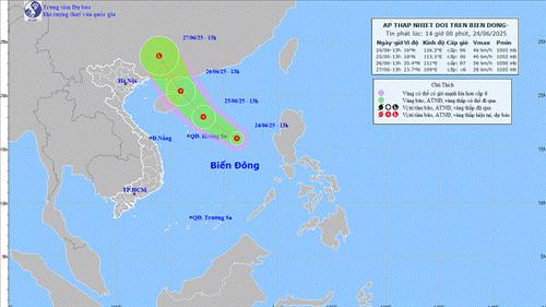 Xuất hiện áp thấp nhiệt đới trên Biển Đông