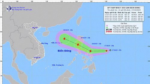 Xuất hiện áp thấp nhiệt đới gần Biển Đông