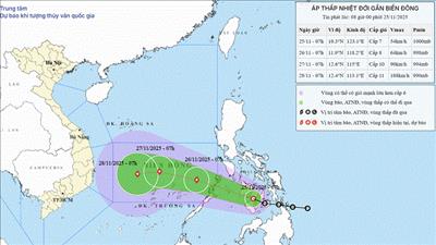 Áp thấp nhiệt đới tiến gần Biển Đông