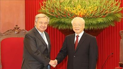 Tổng Bí thư Nguyễn Phú Trọng tiếp Tổng Thư ký Liên Hợp Quốc
