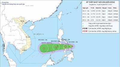 Xuất hiện áp thấp nhiệt đới gần Biển Đông