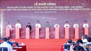 Thủ tướng dự lễ khởi công dự án cao tốc Ninh Bình - Hải Phòng đoạn qua tỉnh Nam Định, Thái Bình