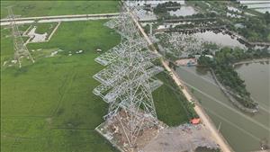 Hoàn thành giai đoạn 1 thi công đoạn tuyến đi chung 6 mạch của dự án đường dây 500/220kV Nho Quan – Phủ Lý – Thường Tín