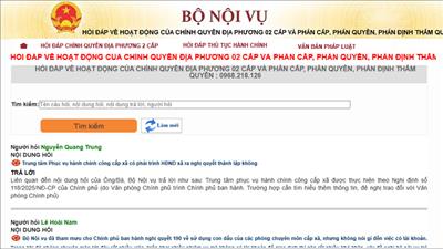 Bộ Nội vụ công bố đường dây nóng hỏi đáp về chính quyền địa phương 2 cấp
